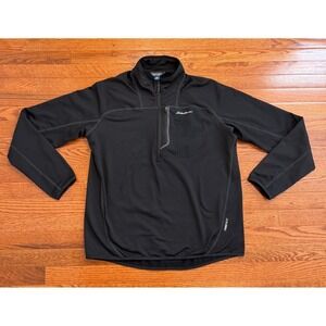 Eddie Bauer First Ascent FreeHeat 1/4 Zip Grid Fleece Pullover Mens Large Black